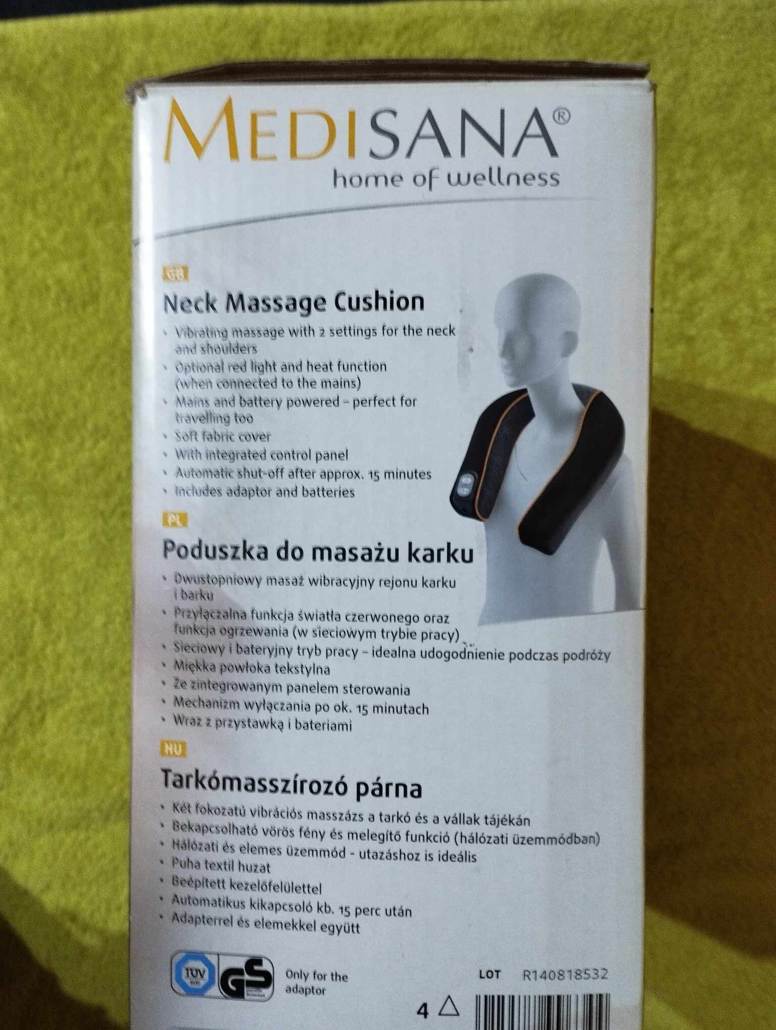 MEDISANA tarkómasszírozó vörös fénnyel és melegítő funkcióval